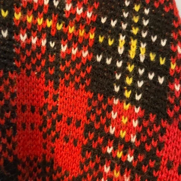 vintage chunky knit red plaid cropped wool sweater size medium Liz Sport - Picture 2 of 3